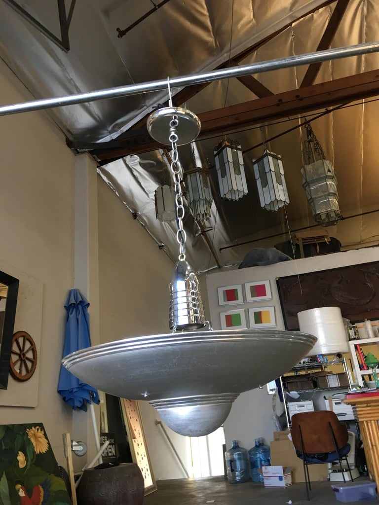 Aluminum Art Deco Saucer Ceiling Pendant Lamp - 4
