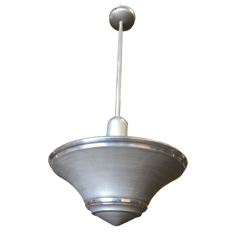 Art Deco Spun Aluminum Saucer Ceiling Pendant Lamp, 6 Available - 5