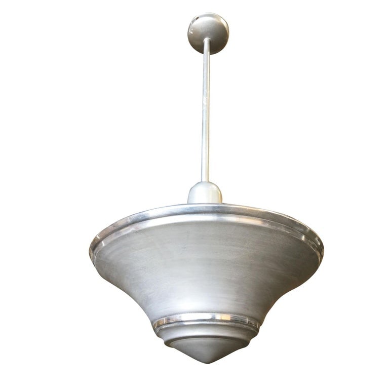 Art Deco Spun Aluminum Saucer Ceiling Pendant Lamp, 6 Available - 8