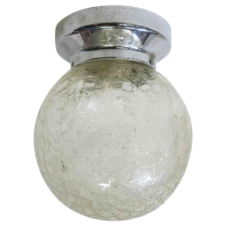 Small Vintage Crackled Ceiling Glass Globe Pendant - 2
