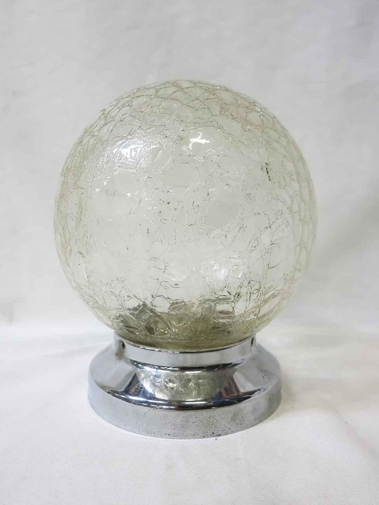 Small Vintage Crackled Ceiling Glass Globe Pendant - 3