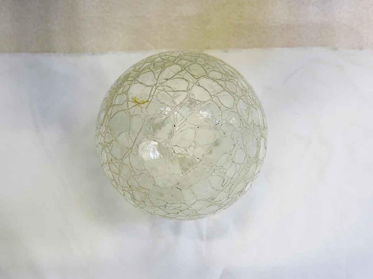Small Vintage Crackled Ceiling Glass Globe Pendant - 5