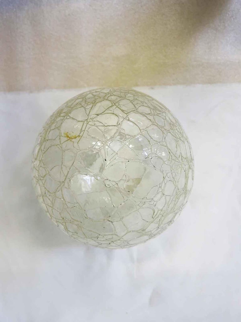 Small Vintage Crackled Ceiling Glass Globe Pendant - 6