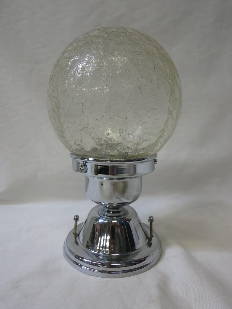 Small Vintage Crackled Ceiling Glass Globe Pendant - 7