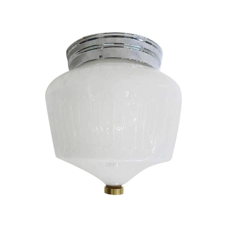 Art Deco Bell Shape Ceiling Glass Globe Pendant with Geo Pattern - 2