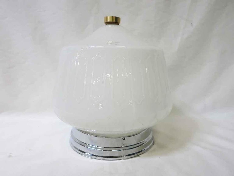 Art Deco Bell Shape Ceiling Glass Globe Pendant with Geo Pattern - 3