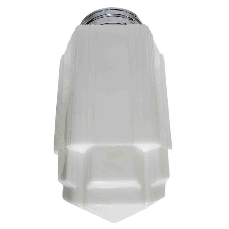 Tall Art Deco Stepped Skyscraper Ceiling Glass Globe Pendant, 4 Available - 4