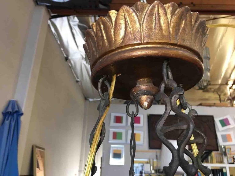 Custom Made Neo-Classic English 12 Arm Wood and Iron Chandelier - 3