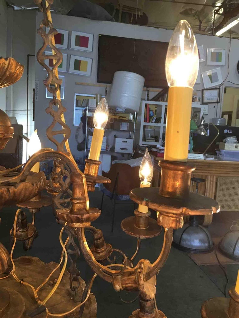 Custom Made Neo-Classic English 12 Arm Wood and Iron Chandelier - 7