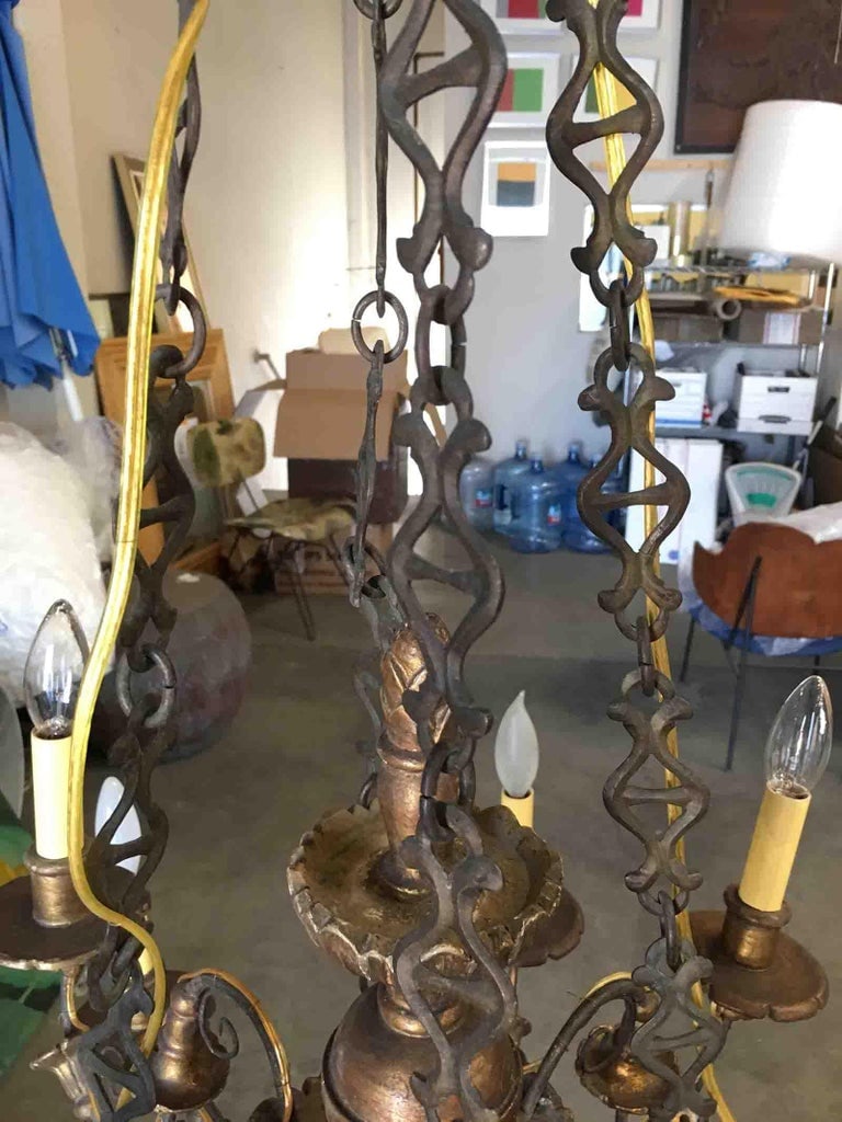 Custom Made Neo-Classic English 12 Arm Wood and Iron Chandelier - 8