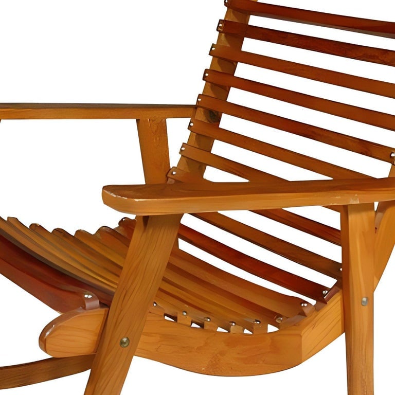 Mid-century Slat Wood Easy Rocking Chair by Michael Van Beuren for Domus, Pair - 7