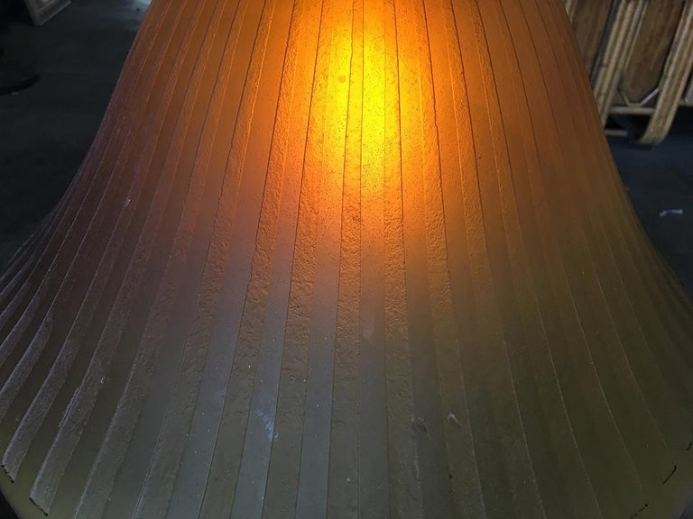 Bronze Hanging Lamp with Amber Glass Shade - 10