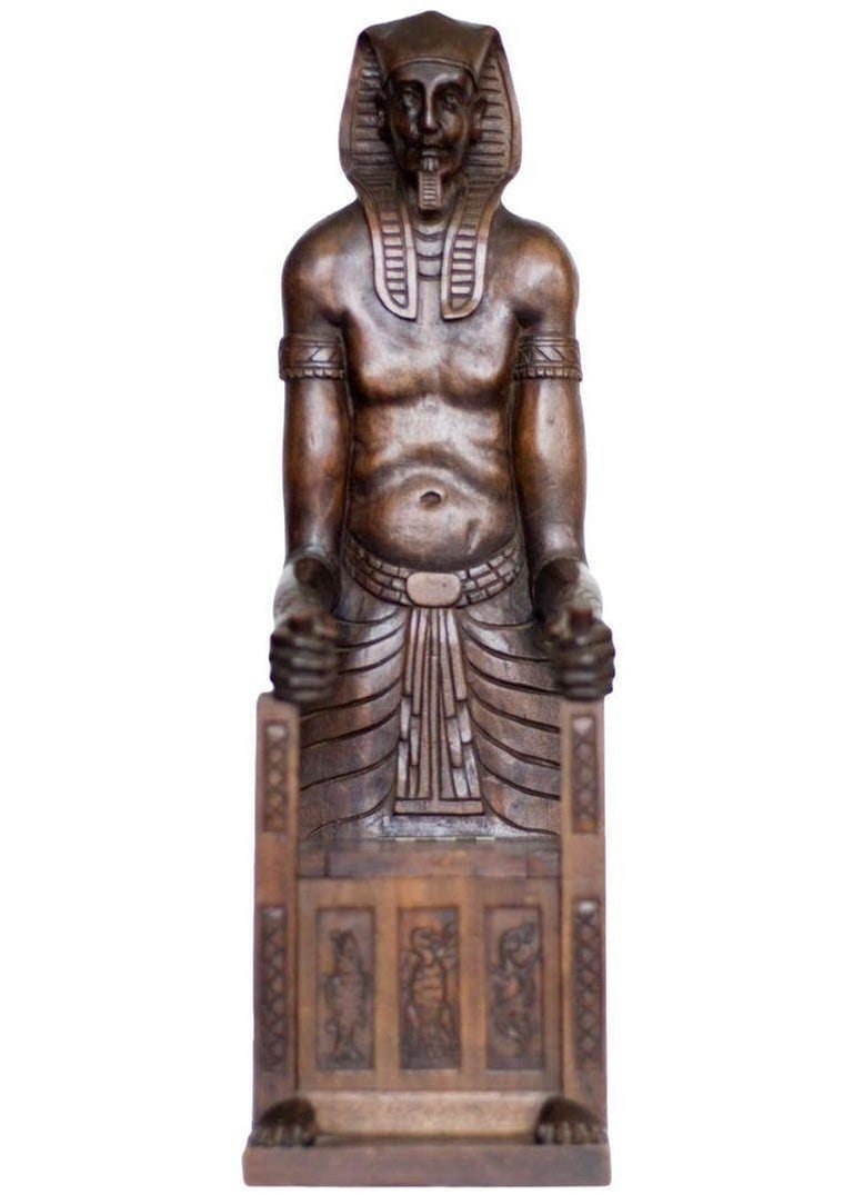 Carved Miniature Egyptian Pharaoh Amenhotep III Throne Jewelry Box - 4