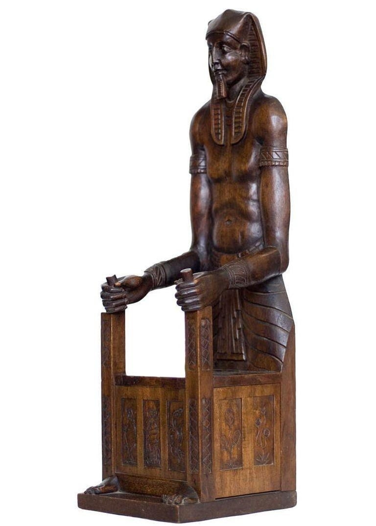 Carved Miniature Egyptian Pharaoh Amenhotep III Throne Jewelry Box - 5