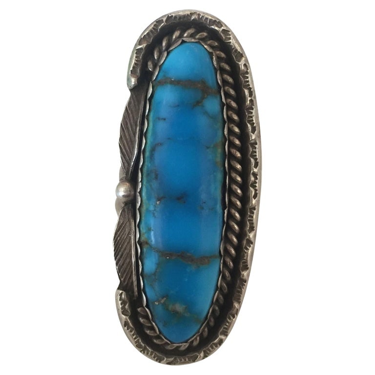 Vintage Bell Southwest Bell Trading Post Turquoise and Sterling Silver Ring - 2