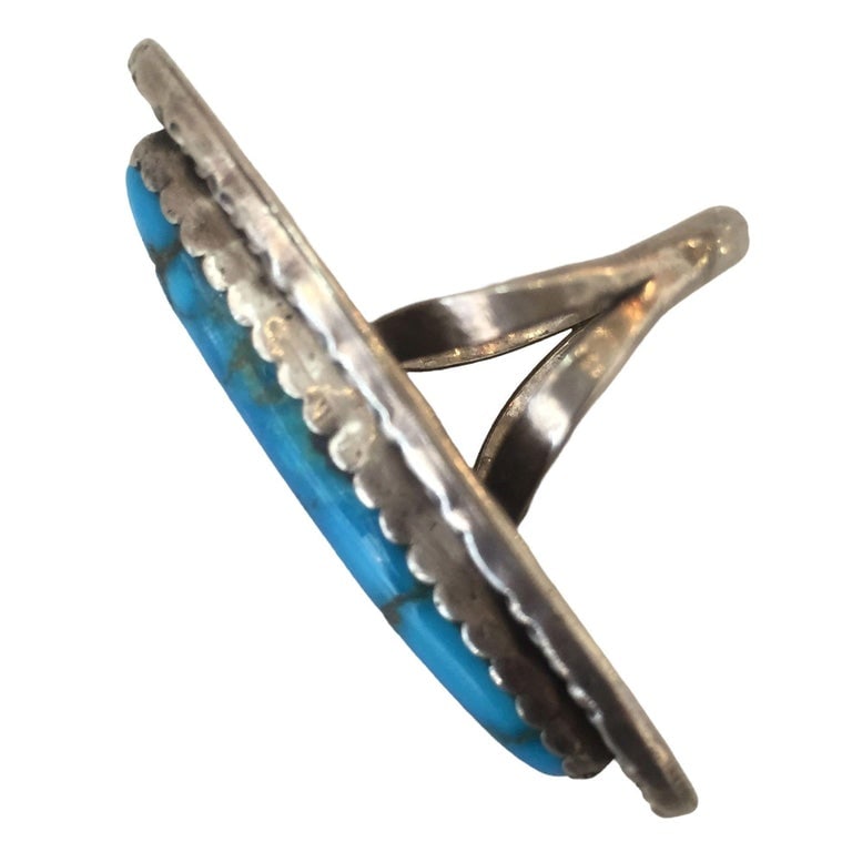 Vintage Bell Southwest Bell Trading Post Turquoise and Sterling Silver Ring - 4