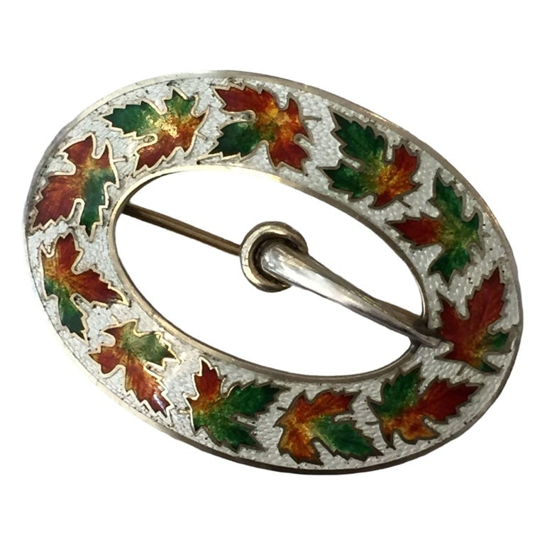 Sterling Enamelware Belt Buckle Brooch, circa 1904 - 3