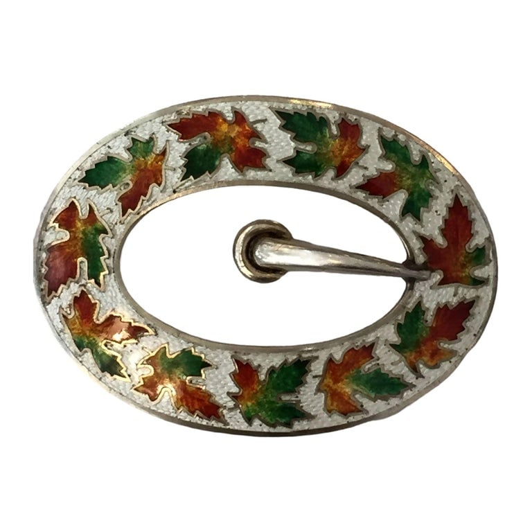 Sterling Enamelware Belt Buckle Brooch, circa 1904 - 4