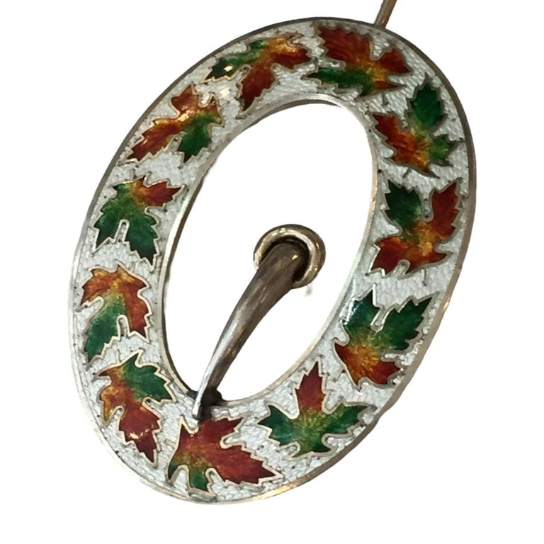 Sterling Enamelware Belt Buckle Brooch, circa 1904 - 5