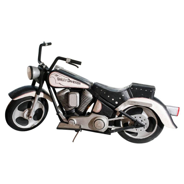 Vintage Life-Sized Folk Art Harley Davidson Motorcycle Sculpture - 2