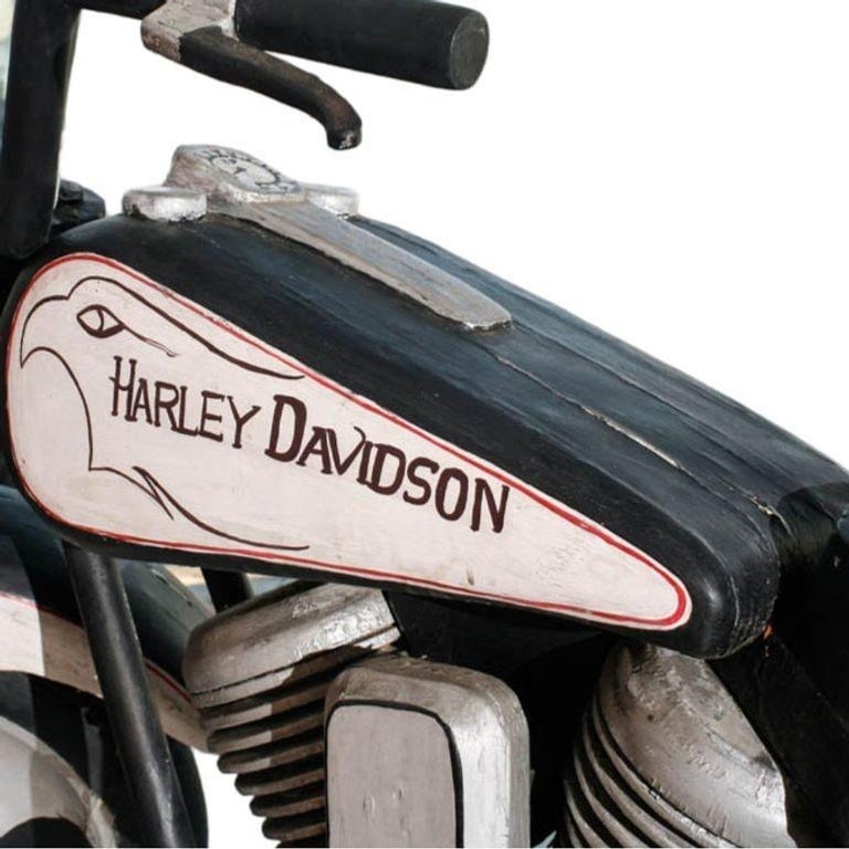 Vintage Life-Sized Folk Art Harley Davidson Motorcycle Sculpture - 4