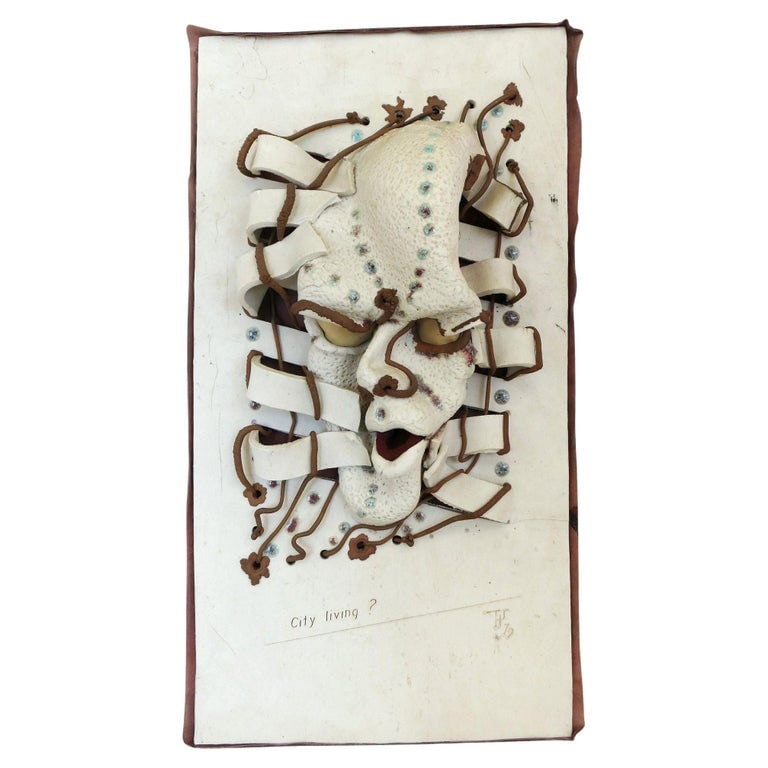 Postmodern "City Living ?" Art Pottery Figural Wall Sculpture - 2
