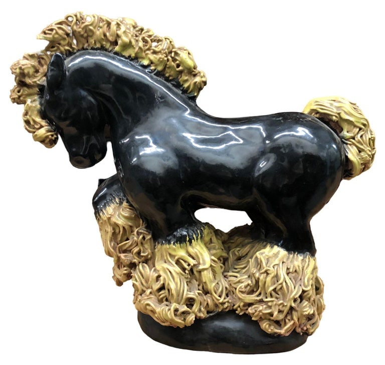 Midcentury Studio Art Pottery Clydesdale Horse - 3