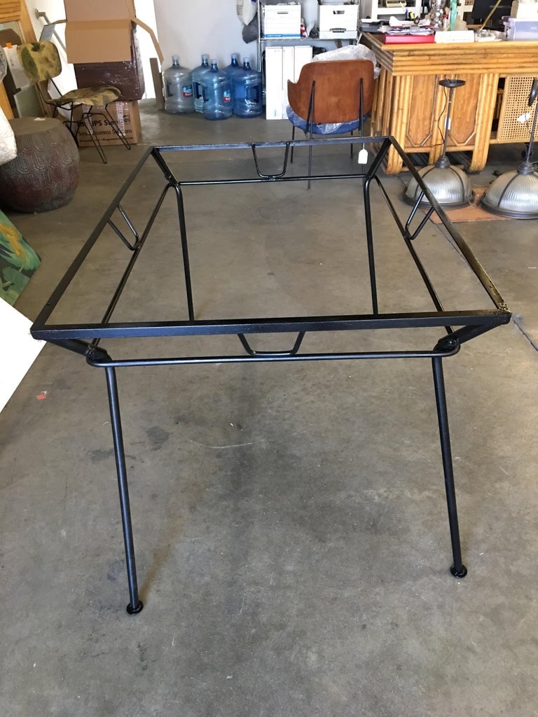 Woodard Wrought Iron and Glass Art Deco Patio / Outdoor Table - 3