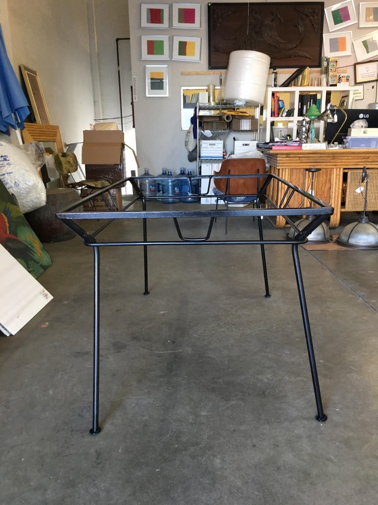 Woodard Wrought Iron and Glass Art Deco Patio / Outdoor Table - 5