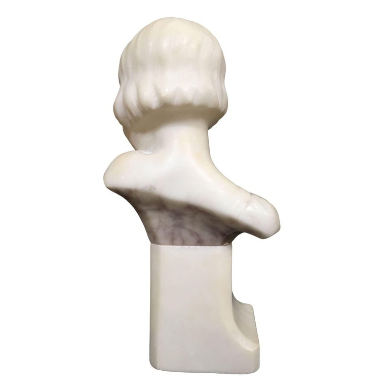 Hand Carved Boy and Girl Alabaster Bust Set - 12
