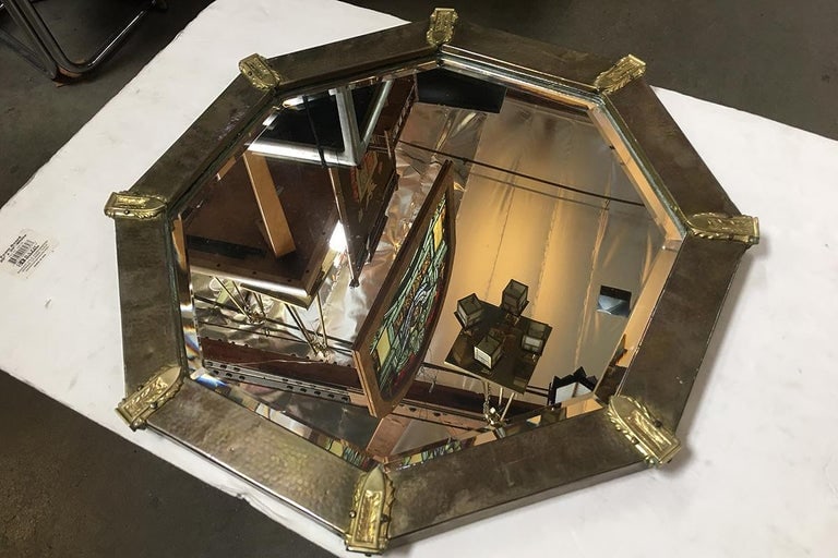 Arts & Crafts Hand Hammered Octagon Copper Mirror - 5