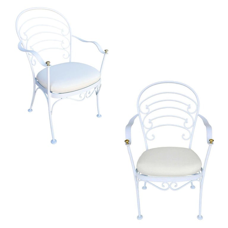 Woodard "Ribcage" Patio/Outdoor Lounge Chair w/ Brass Accent, Set of Two - 3