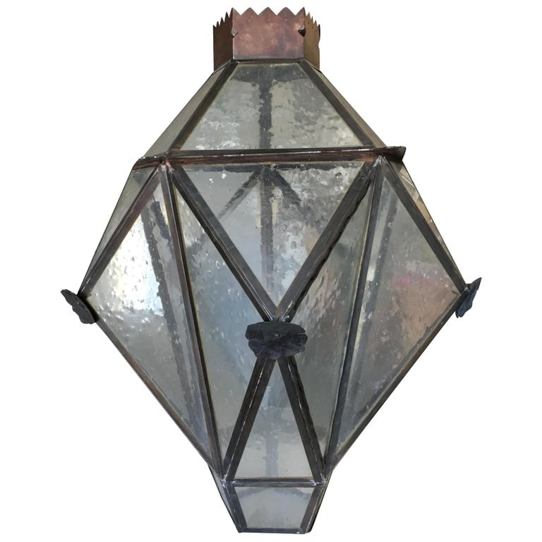 Large Geometric Bronze and Copper Lantern in the Style of Lyman Drake (1 of 10)