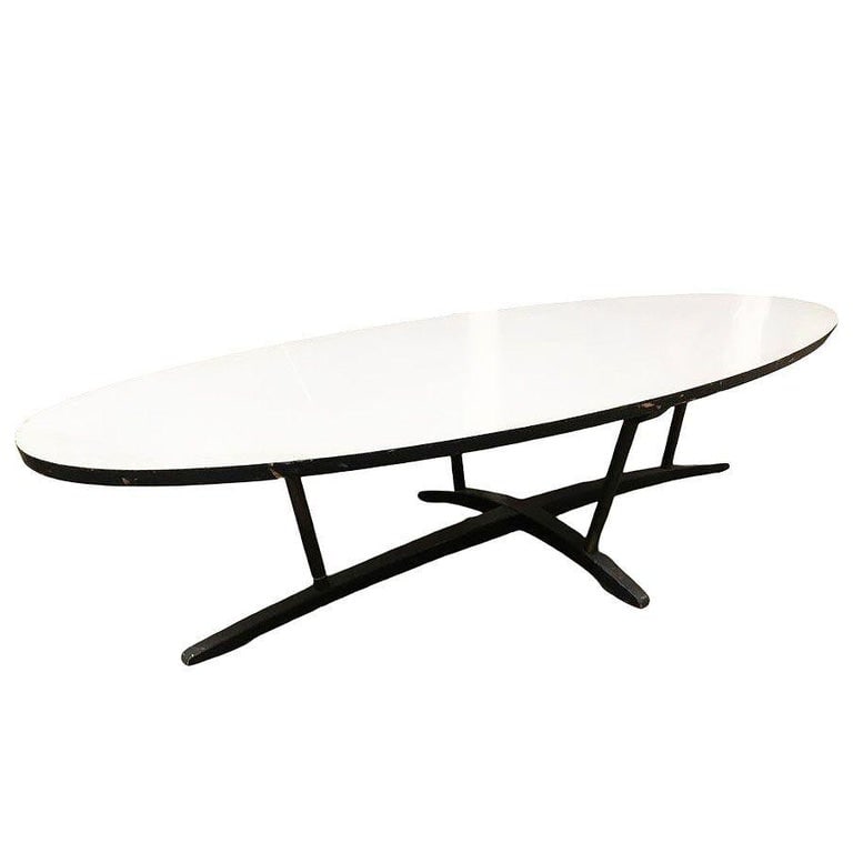 Large Mid-century 60" John Keal Inspired Surfboard Coffee Table With Formica Top - 4