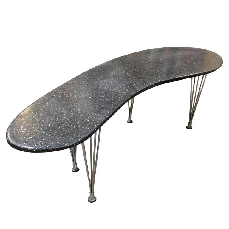 Large 67" Bespoke Mid-Century Biomorphic Coffee Table W/ Wire Spoke Legs - 5