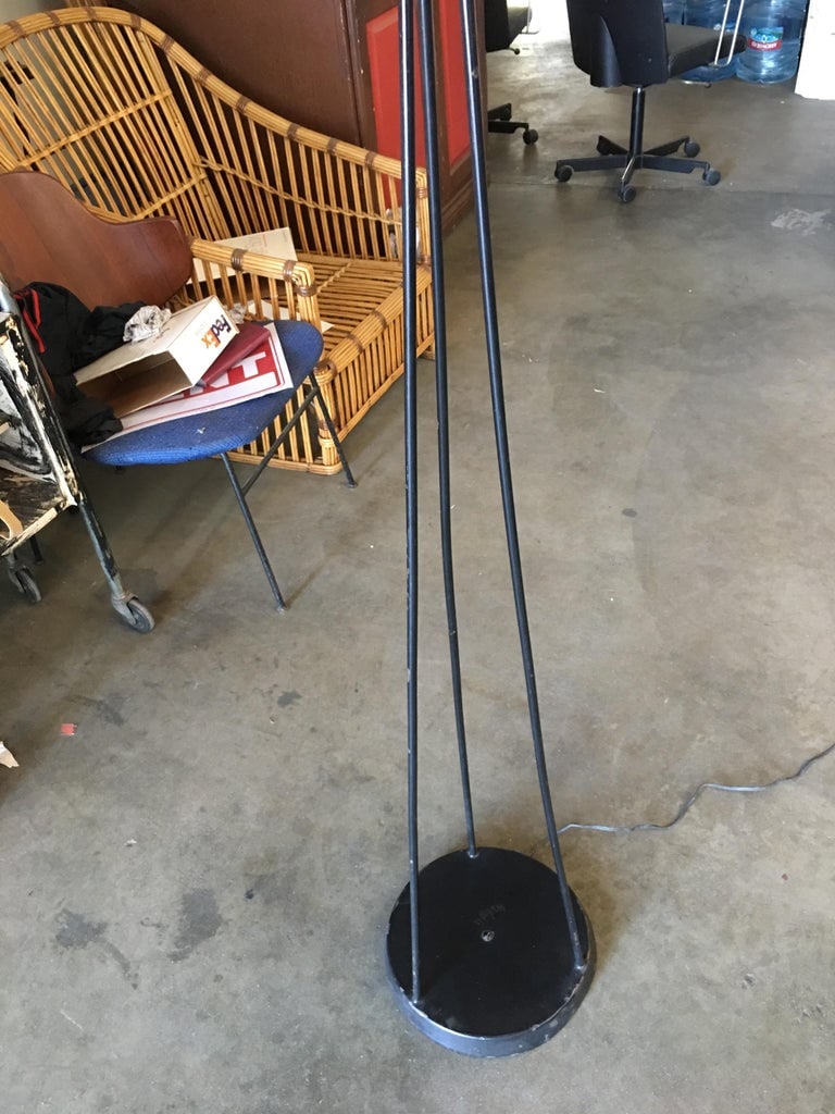 Midcentury Black Iron Rod Tripod Floor Lamp - 4