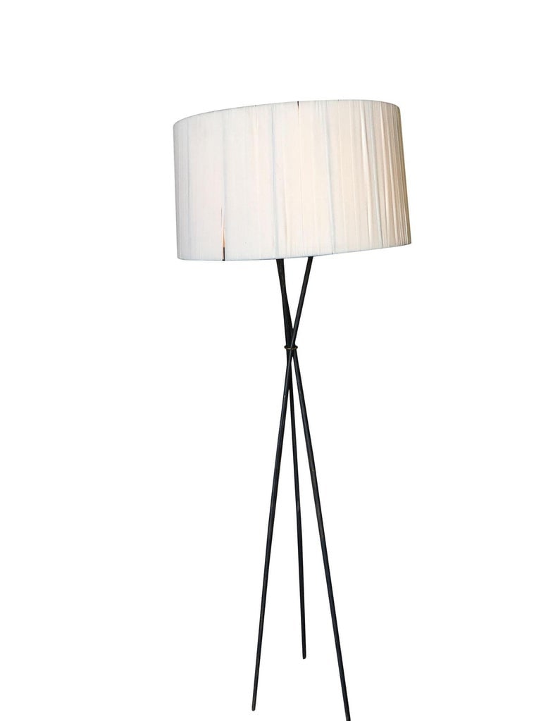 Midcentury Black Thin Iron Rod Tripod Floor Lamp - 3