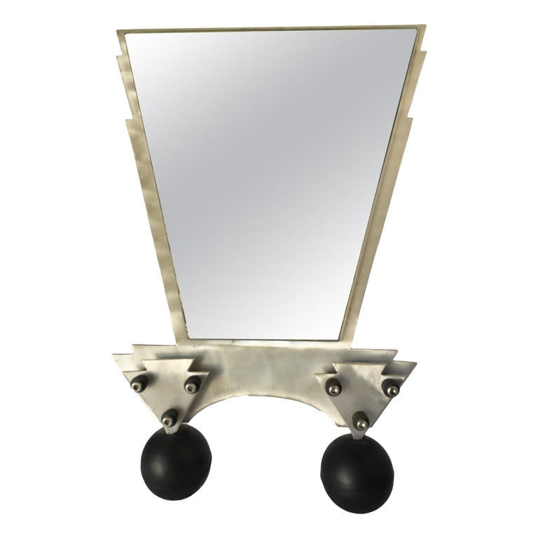 Custom Memphis Style Machined Metal Table Top Vanity Mirror - 2