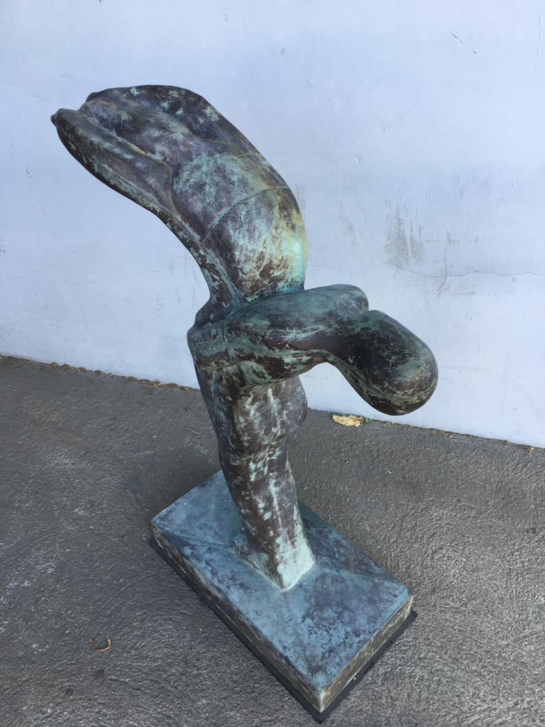 Sizable 43" Modern Faux Bronze "Lovers" Statue - 10