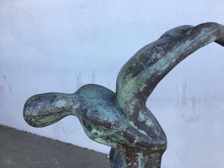 Sizable 43" Modern Faux Bronze "Lovers" Statue - 3