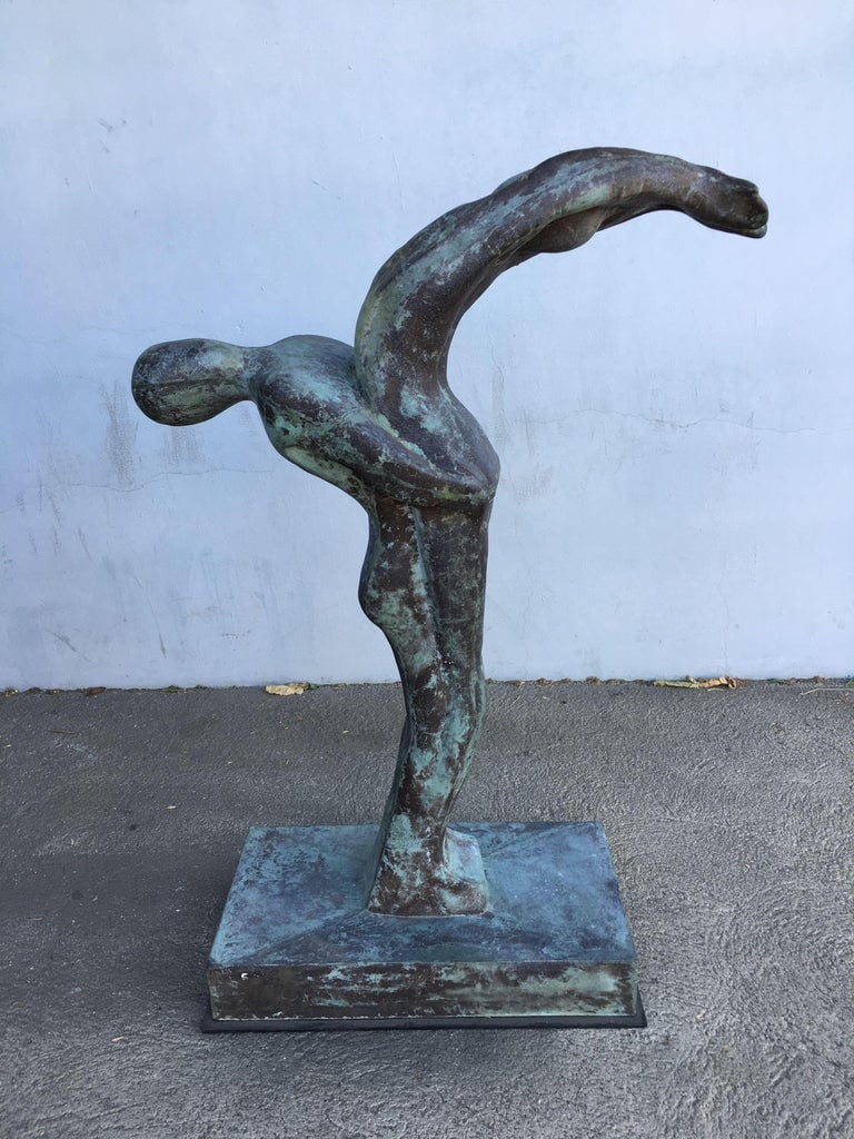 Sizable 43" Modern Faux Bronze "Lovers" Statue - 4