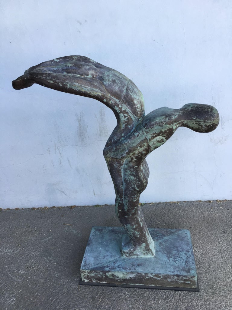 Sizable 43" Modern Faux Bronze "Lovers" Statue - 5