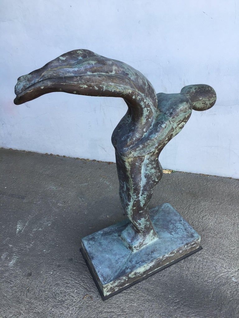 Sizable 43" Modern Faux Bronze "Lovers" Statue - 7
