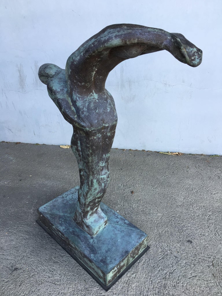 Sizable 43" Modern Faux Bronze "Lovers" Statue - 9