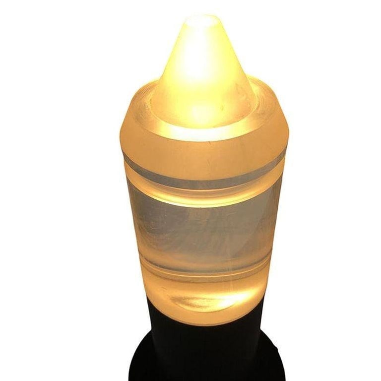 Postmodern Steel Cafe Table Lamp With Cone Shaped Glass Shade Pair, 10 Available - 4