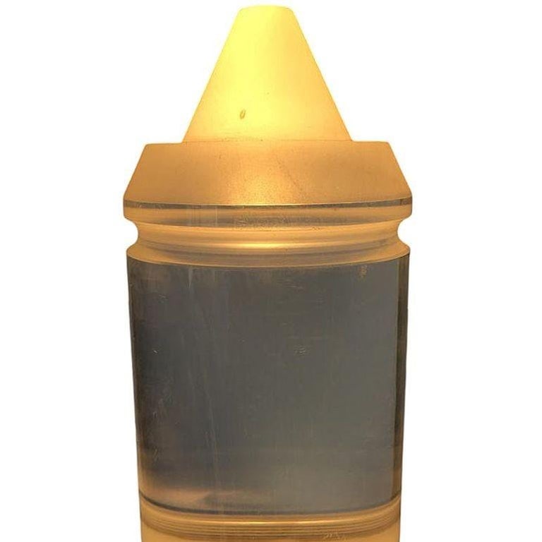 Postmodern Steel Cafe Table Lamp With Cone Shaped Glass Shade Pair, 10 Available - 5