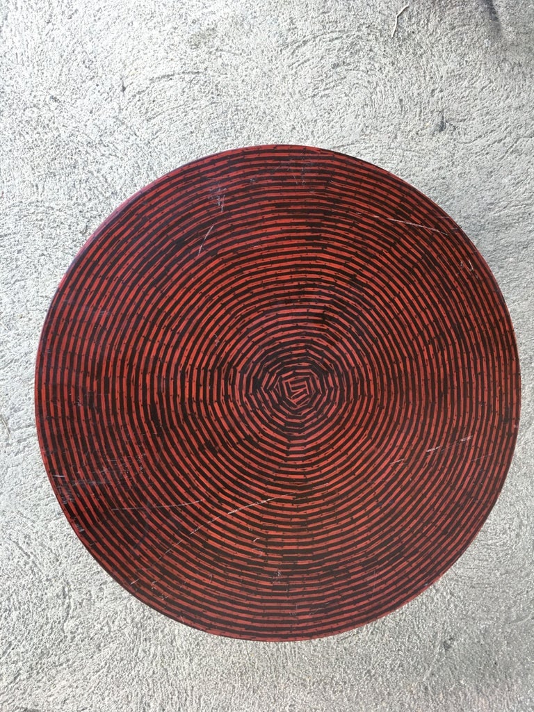 Two-Tone Cubist Style Round Side Table - 4