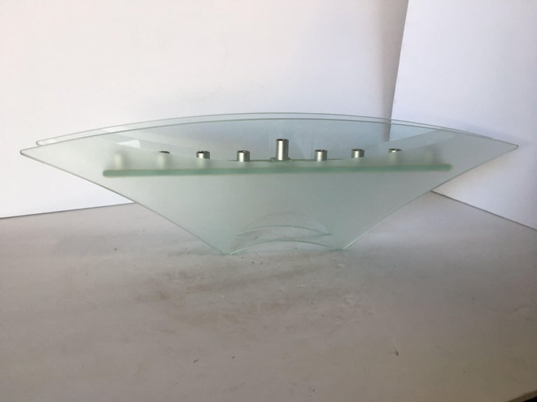 Frosted Art Glass Mantelpiece Candelabra - 3