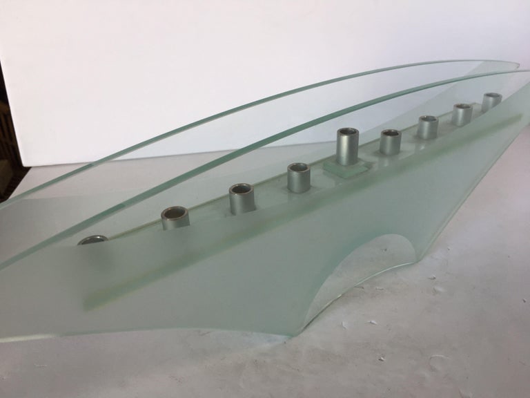 Frosted Art Glass Mantelpiece Candelabra - 4