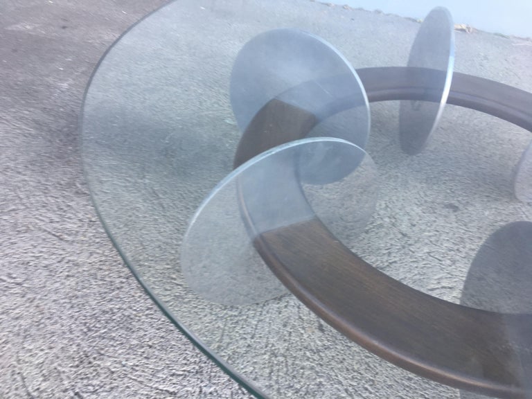 Knut Hesterberg Inspired Round Walnut and Stainless Steel Coffee Table - 5